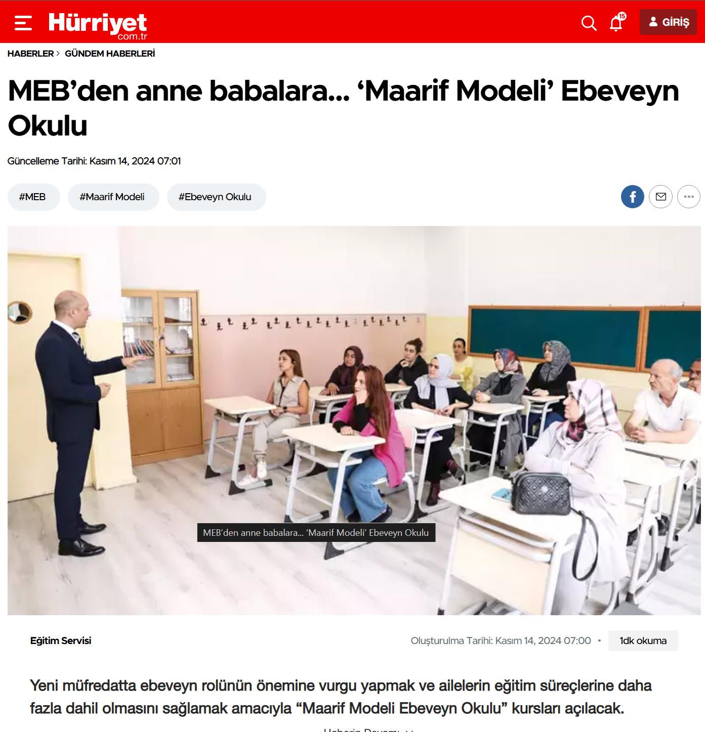 MEB’den anne babalara... ‘Maarif Modeli’ Ebeveyn Okulu